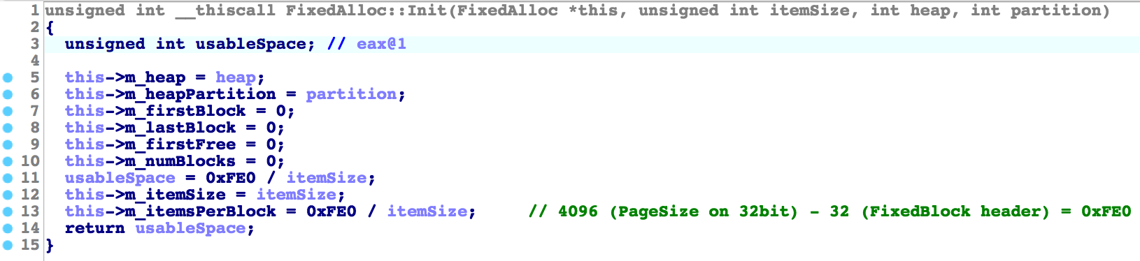 Number of items per memory block.